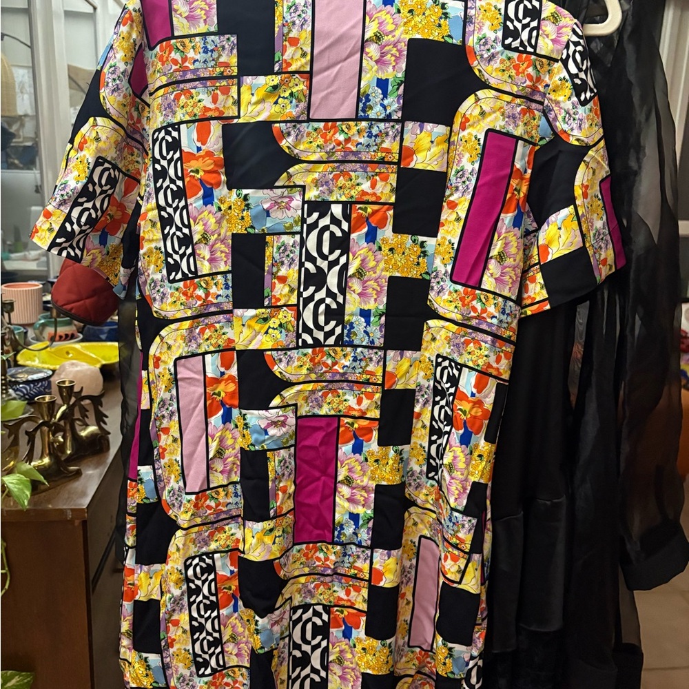 Camilla Black Patchwork Mini dress Button Front M… - image 9